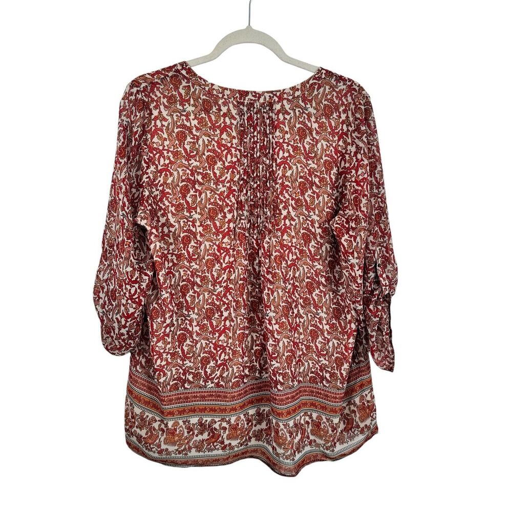 Meadow Rue Rust Floral Peasant Blouse - Picture 6 of 7